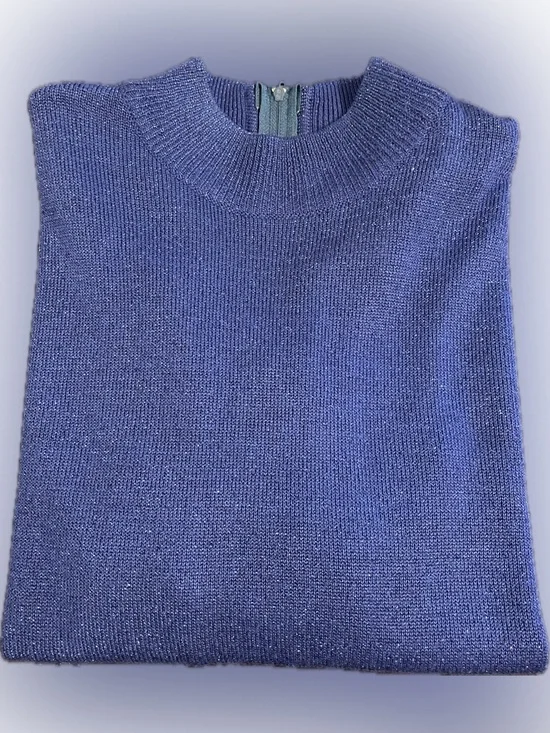 Rochelle California Sparkle Knit Turtleneck Sweater in Bright Periwinkle Blue - Picture 7 of 7